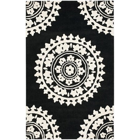 Safavieh 5 x 8 ft. Medium Rectangle Contemporary Soho Black and Ivory Hand Tufted Rug SOH732D-5